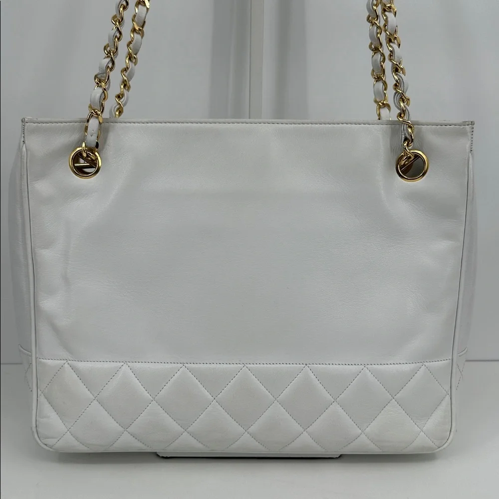Authenticated CHANEL Quilted Shoulder Bag- White - Picture 5 of 16